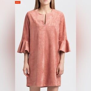 BCBGMaxAzria Blush faux Suede bell sleeve dress women’s medium